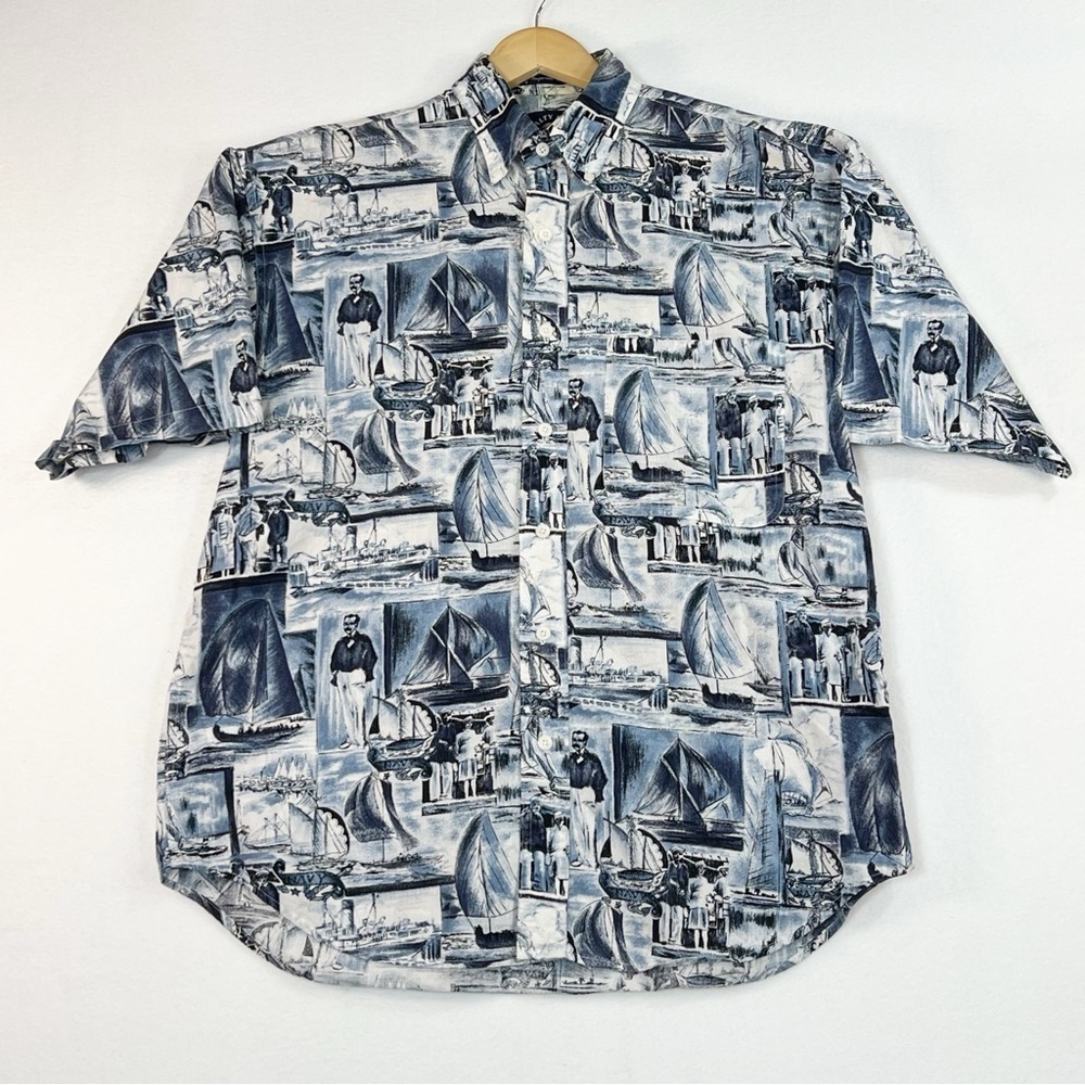 Rugger by Gant Salty Dog men’s blue/white button up shirt size medium men’s.